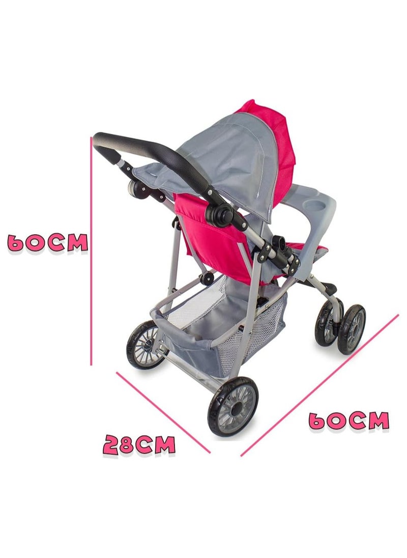 UKR - UKR Kids Doll Stroller - Cute Baby Pushchair Toy for Girls | Perfect Gift for Imaginative Play & Doll Adventures - Image 1