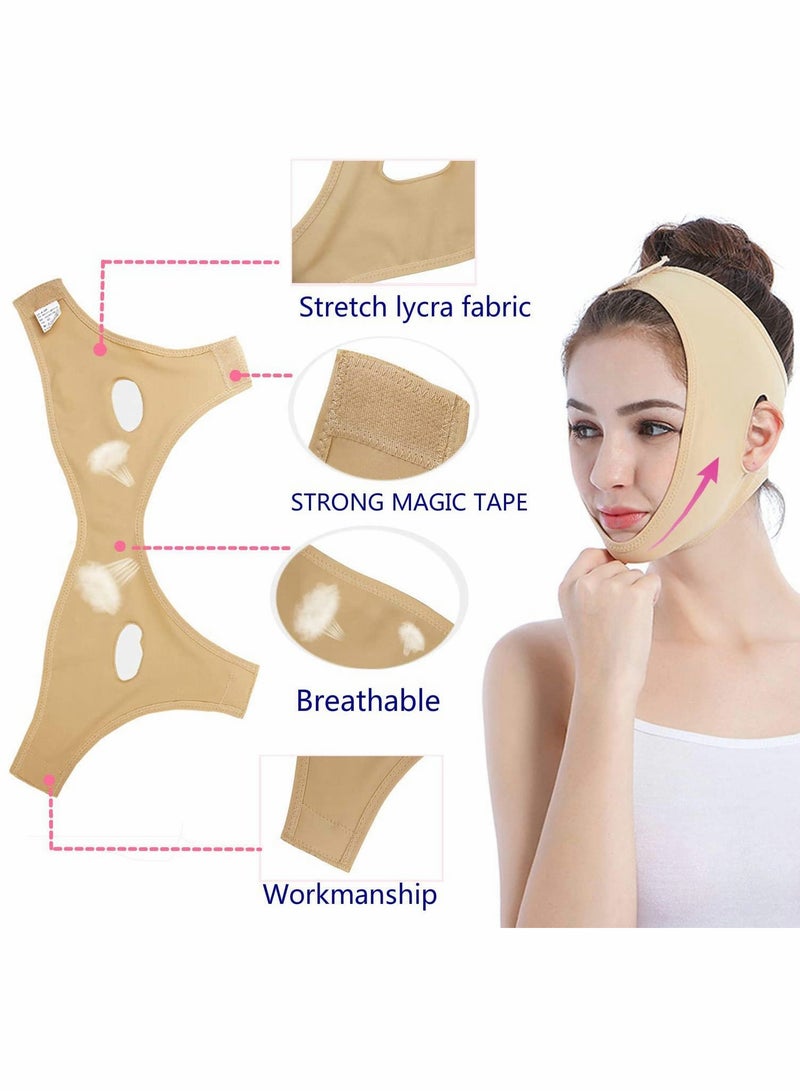 SYOSI Facial Slimming Strap, Face Lifting Belt Pain Free Anti Wrinkle Face Band, Double Chin Reducer Bandage, Breathable Ultra thin Soft Face Belt Chin Remover, V Face Mask Partner - Image 2