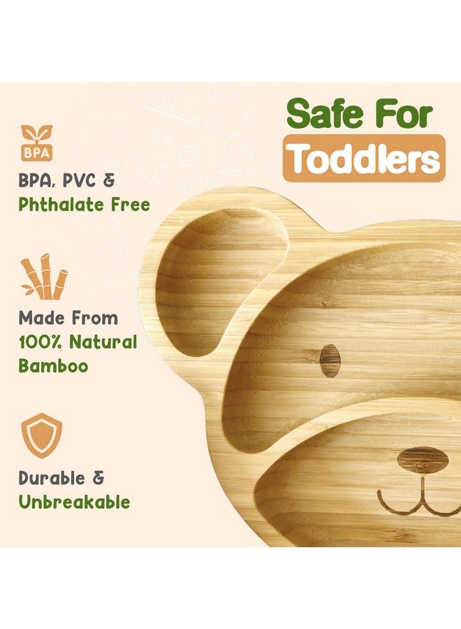 Linda's Essentials Bamboo Plates for Kids - Baby & Toddler Plates with Suction for Feeding & Weaning, Eco-Friendly Bear Design Promotes Self-Feeding, Ideal for Busy Moms & Dads, Sturdy & BPA-Free (Pink) - Image 4