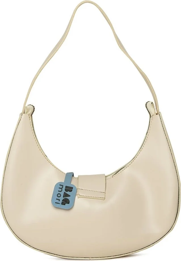 Bagmori Cream Oval Baguette with Accessories