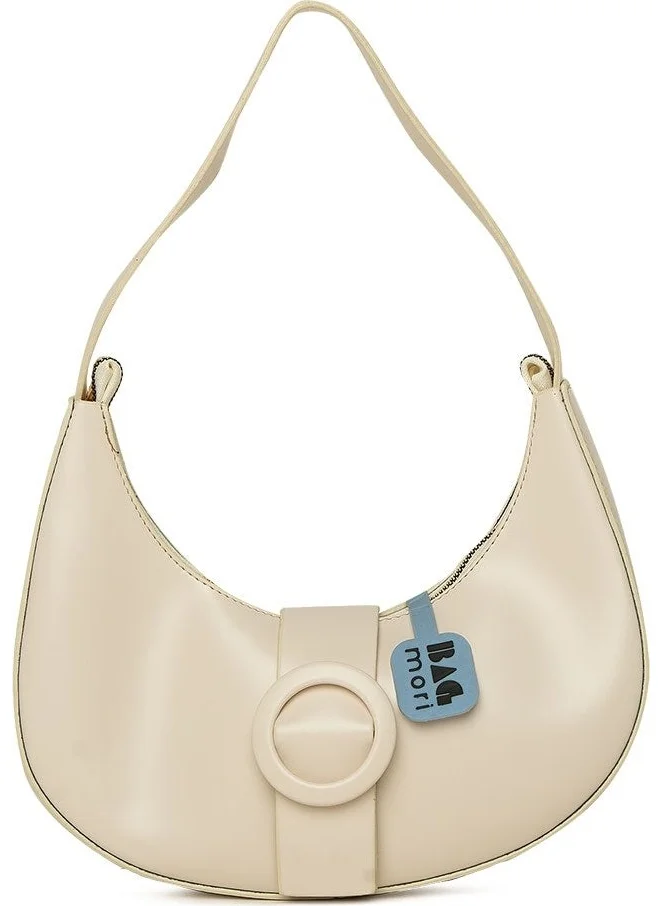 Bagmori Cream Oval Baguette with Accessories