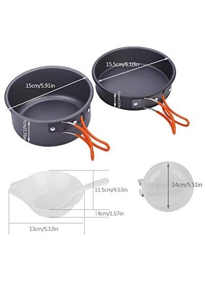 Hari - HARI Camping Cookware Set Hard Aluminum Foldable Backpacking Camping Pots and Frying Pans Cooking Camp Kitchen Camping Mess Kit Eco-Friendly Cooker Set for 2 Person (Orange) - Image 1