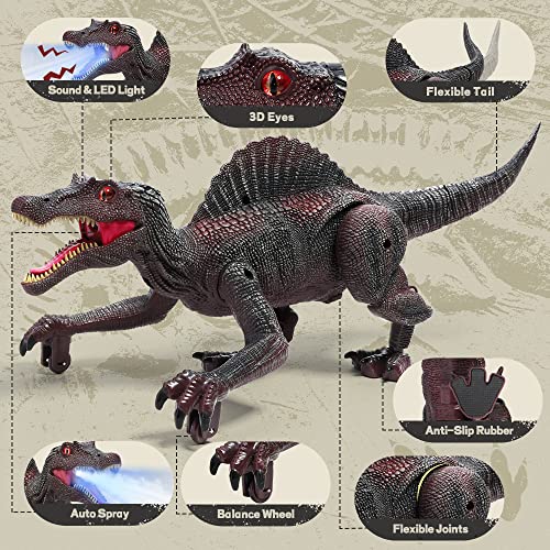 FRUSE Remote Control Dinosaur ToysRC Walking Robot Dinosaur wLight TracingSpray MistLED LightRoaringJurassic Dinosaur ToysToys for Kids Girls Age 3 4 5 6 7 8 - Image 5