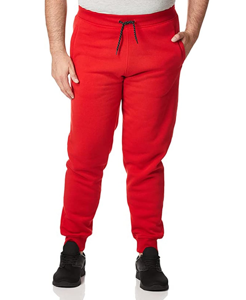 WT02 Men's Fleece Sweatpants & Joggers (Regular & Extended Sizes), Red, Medium - Image 5