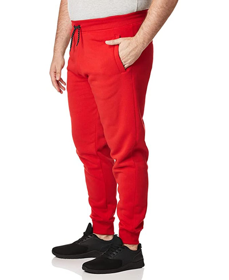WT02 Men's Fleece Sweatpants & Joggers (Regular & Extended Sizes), Red, Medium - Image 2