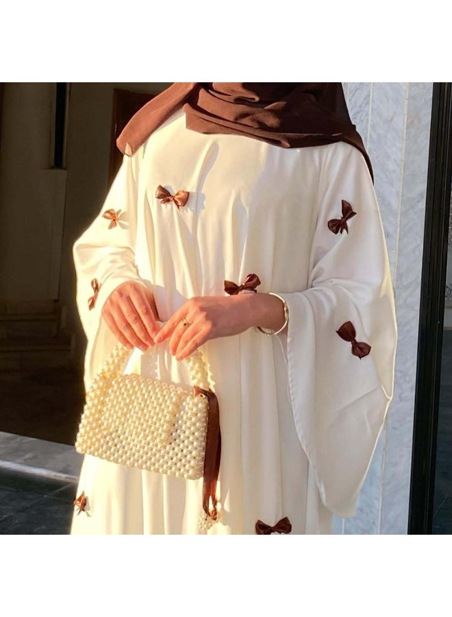 Middle Eastern Arab women's new Dubai loose flared sleeve bow robe dress - Image 3