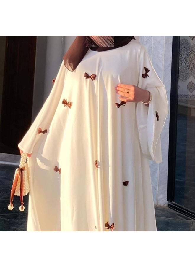Middle Eastern Arab women's new Dubai loose flared sleeve bow robe dress - Image 2