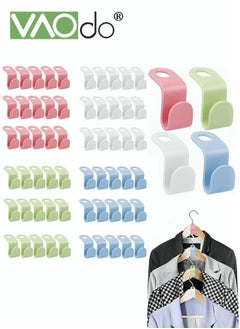 60PCS Clothes Hanger Connector Hooks Cascading Hanger Hooks Extender Clips Connection Hooks for Heavy Duty Space Saving Outfit Hangers or Clothes Closet Colorful