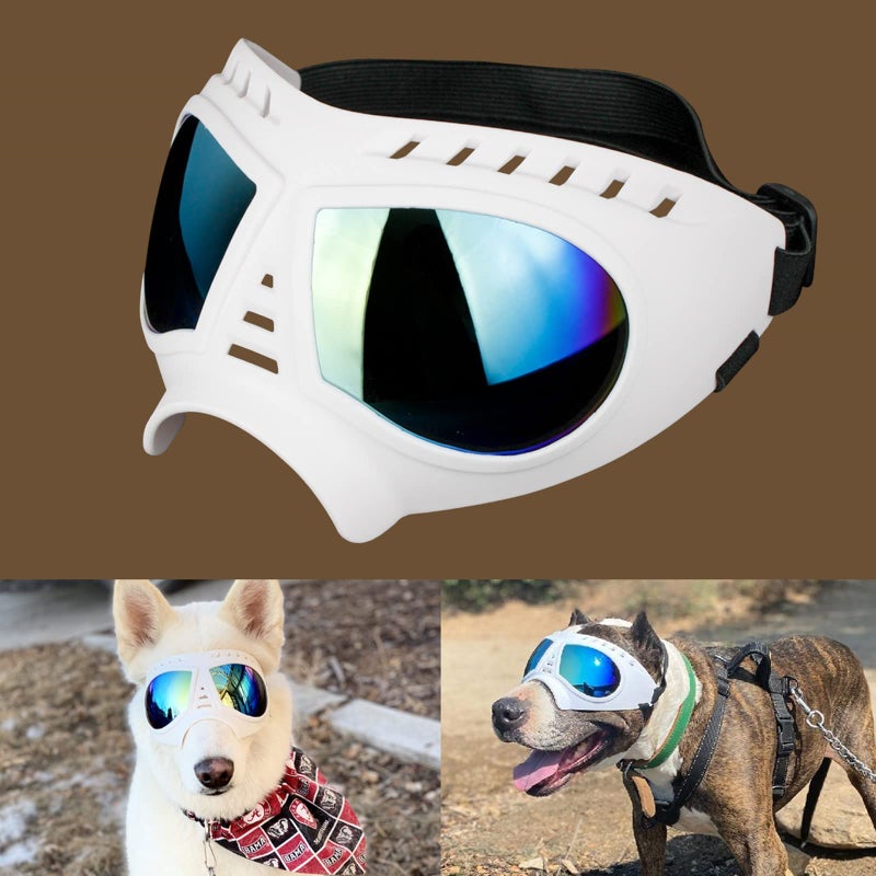 Namsan Dog Goggles for Large Dogs, Wide Nose, Soft Frame, Anti-UV Tactical Dog Sunglasses Medium to Large Breed, Summer Driving Dog Eye Protection, Winter Snow Eyewear, Adjustable, White - Image 1