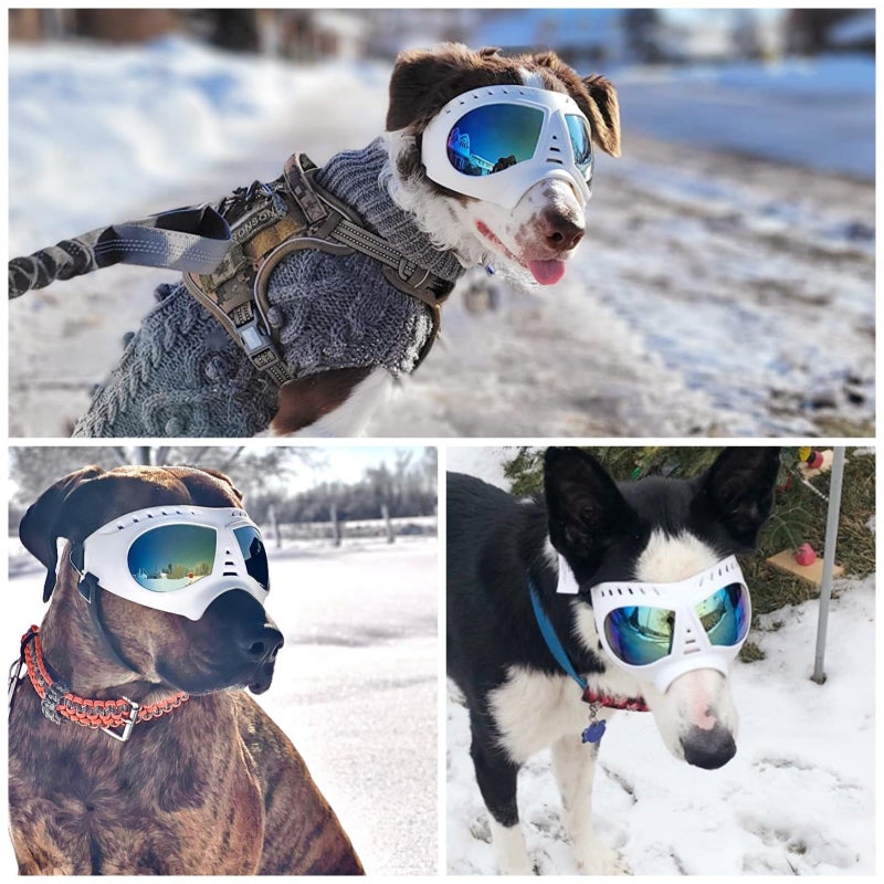 Namsan Dog Goggles for Large Dogs, Wide Nose, Soft Frame, Anti-UV Tactical Dog Sunglasses Medium to Large Breed, Summer Driving Dog Eye Protection, Winter Snow Eyewear, Adjustable, White - Image 5