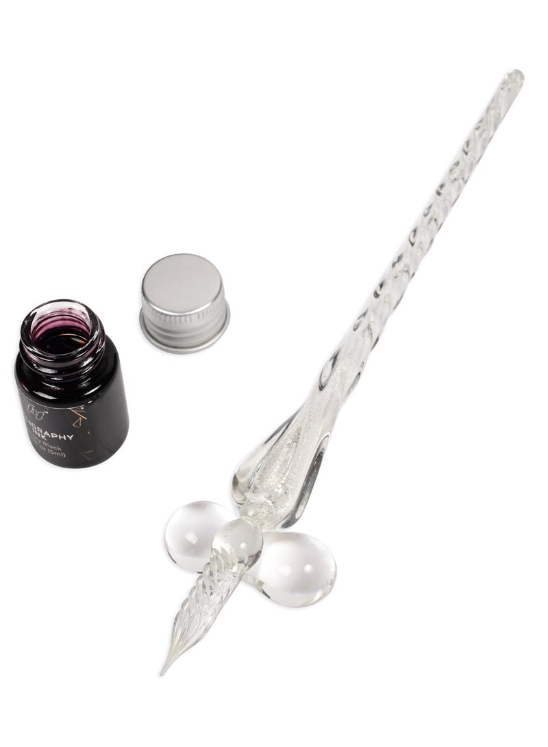 FIS FIS Calligraphy Pen Glass Dip Set of 3 Pieces, 1 Bottle of Ink 5ml Simply Black-FSCQ04 - Image 2
