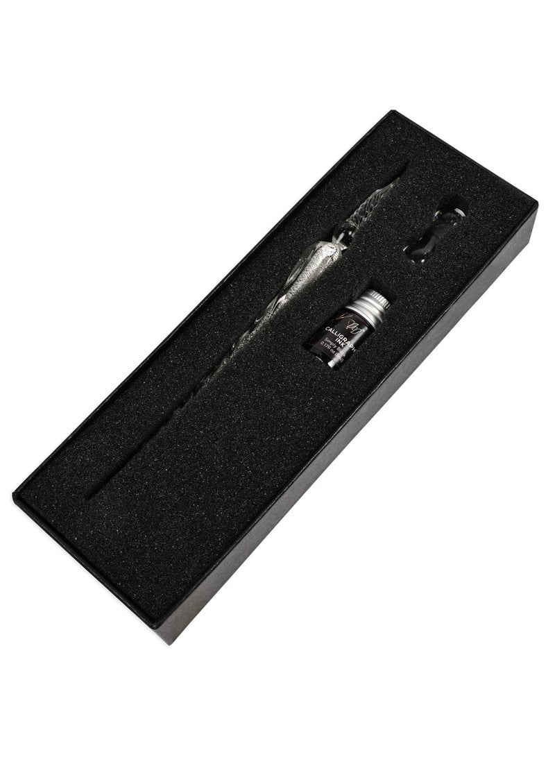 FIS FIS Calligraphy Pen Glass Dip Set of 3 Pieces, 1 Bottle of Ink 5ml Simply Black-FSCQ04 - Image 3