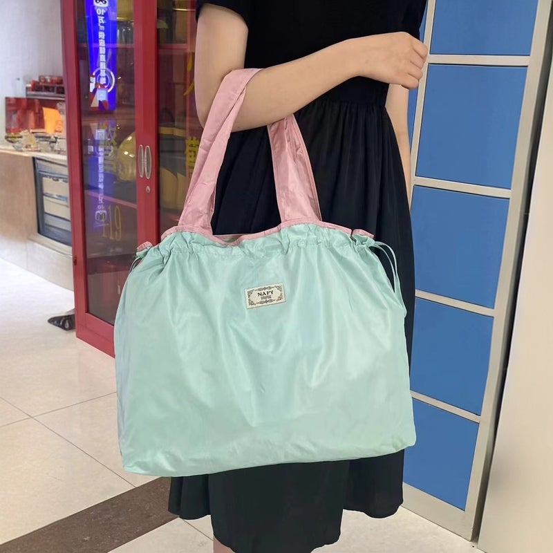 Large-Capacity Foldableable Satchel Shopping Bag, Fashionable Tote Bag, Travel Tote Bag, Strong Waterproof Supermarket Grocery Shopping Bag - Image 3