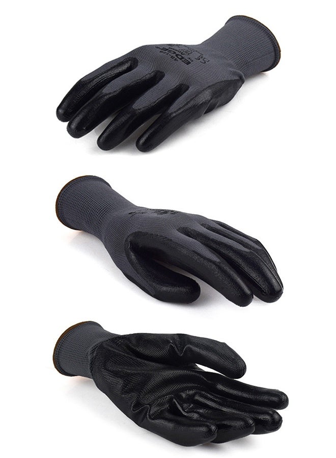 MANBO 3-Pack Large Size Seamless Knit Polyester Gloves - 48 - 128 Nitrile Micro Foam Coated Anti-Slip Safety Work Gloves for General Use, Construction & Gardening - Image 2
