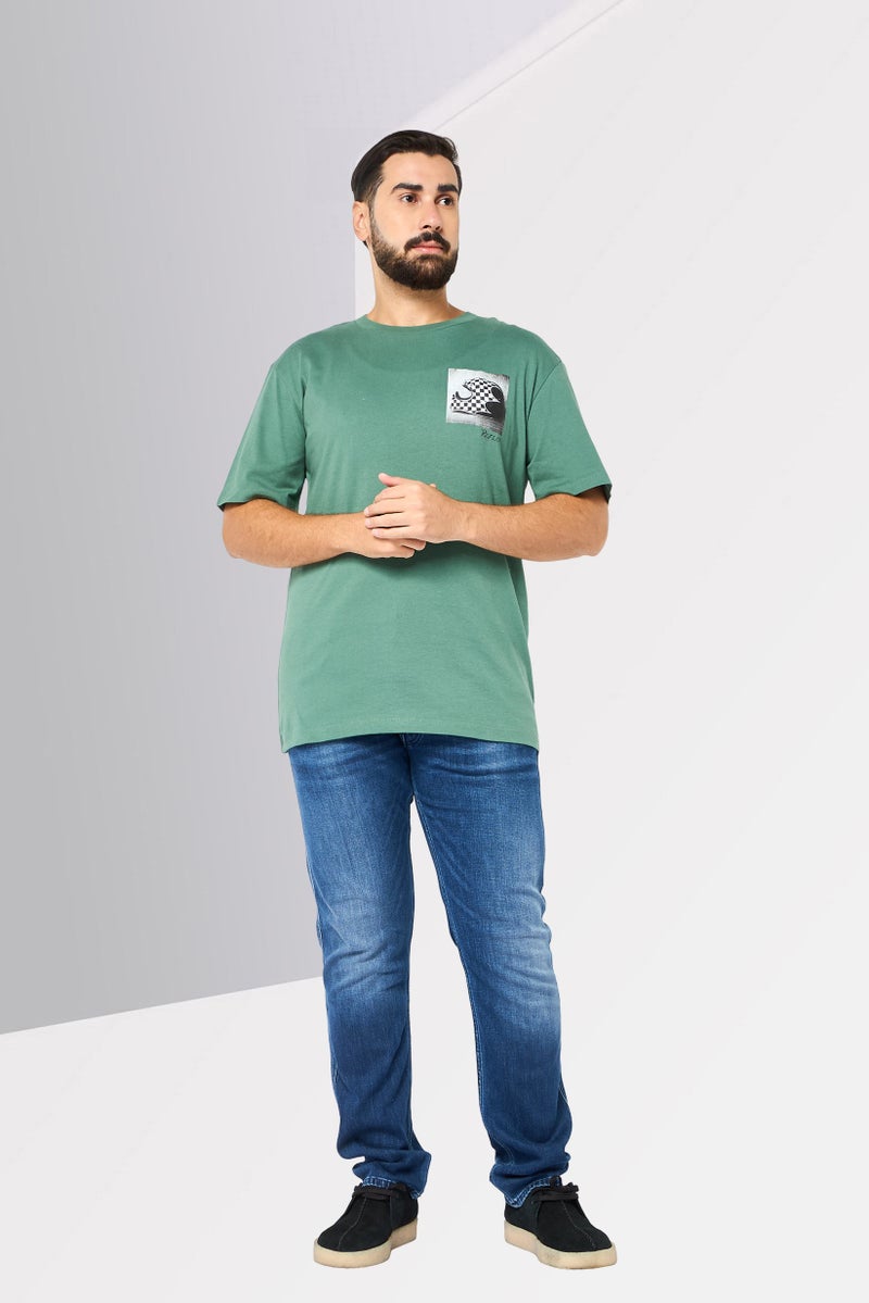 Replay Men Crew Neck Short Sleeves Graphic T-Shirt, Green - Image 2