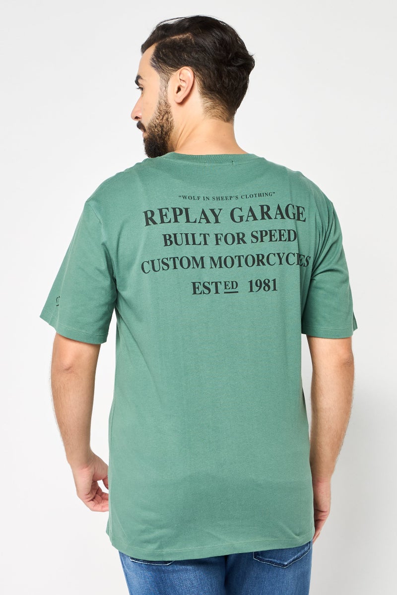 Replay Men Crew Neck Short Sleeves Graphic T-Shirt, Green - Image 4