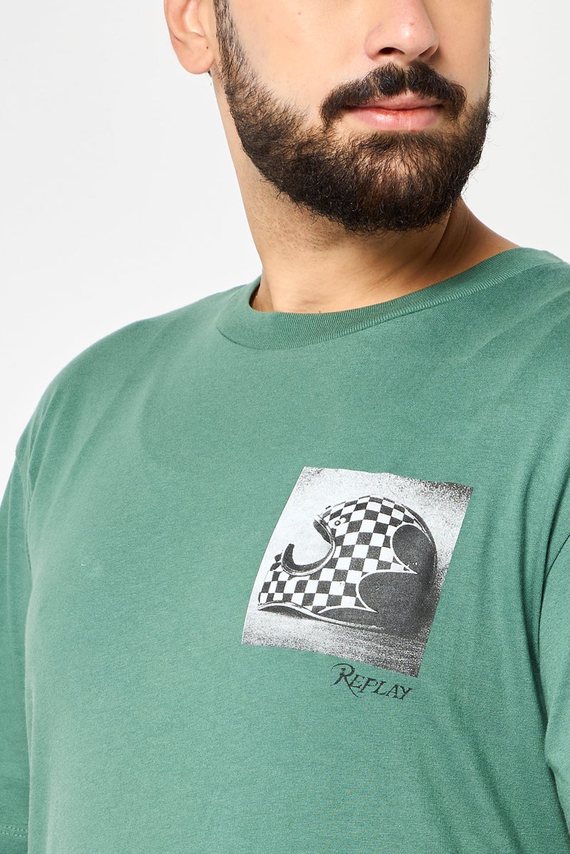 Replay Men Crew Neck Short Sleeves Graphic T-Shirt, Green - Image 3