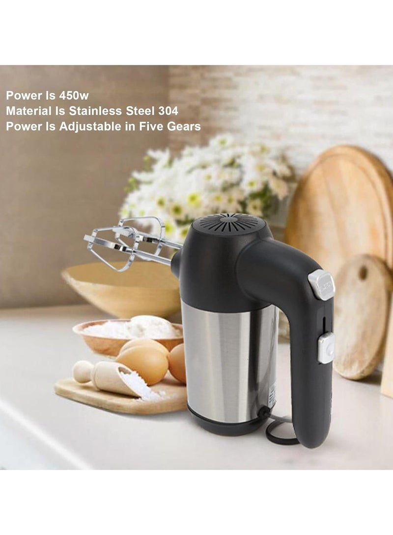 Electric Hand Mixer Stainless Steel 5 Speed Dough Stuffing Mixer with Whisk for Kitchen  - Image 3