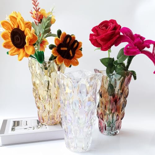 Eastern Rock Heavy Flower Glass Vase Thickened 3.5lb 9.5inch Sparkle vase Bohemian Style, for Centerpieces,Kitchen,Office, Wedding,Perfect Home Decor Glass Vase (Purple Light) - Image 5