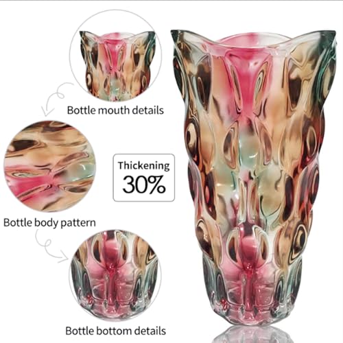 Eastern Rock Heavy Flower Glass Vase Thickened 3.5lb 9.5inch Sparkle vase Bohemian Style, for Centerpieces,Kitchen,Office, Wedding,Perfect Home Decor Glass Vase (Purple Light) - Image 3