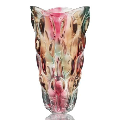 Eastern Rock Heavy Flower Glass Vase Thickened 3.5lb 9.5inch Sparkle vase Bohemian Style, for Centerpieces,Kitchen,Office, Wedding,Perfect Home Decor Glass Vase (Purple Light) - Image 1