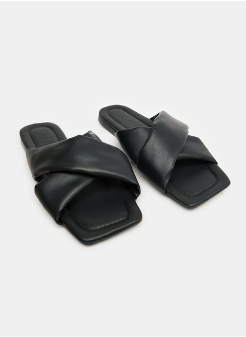 Wide Cross Strap Slippers