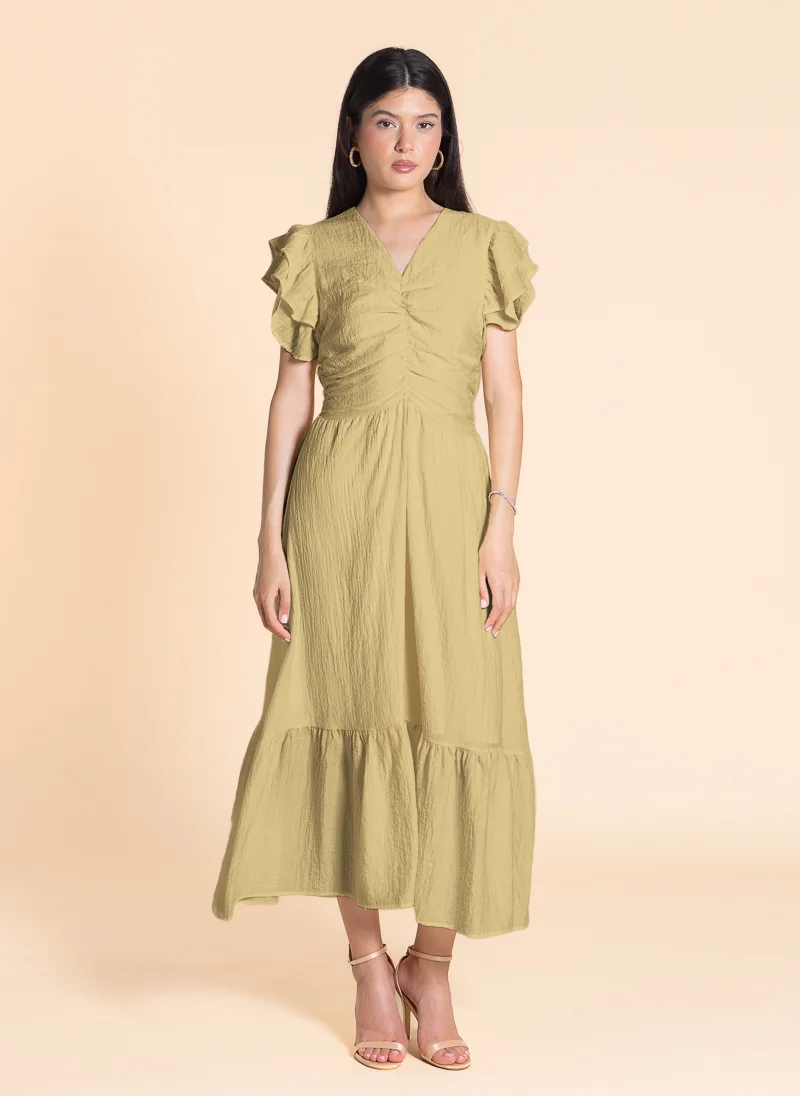 شايبس Ruffled Sleeve Midi Dress