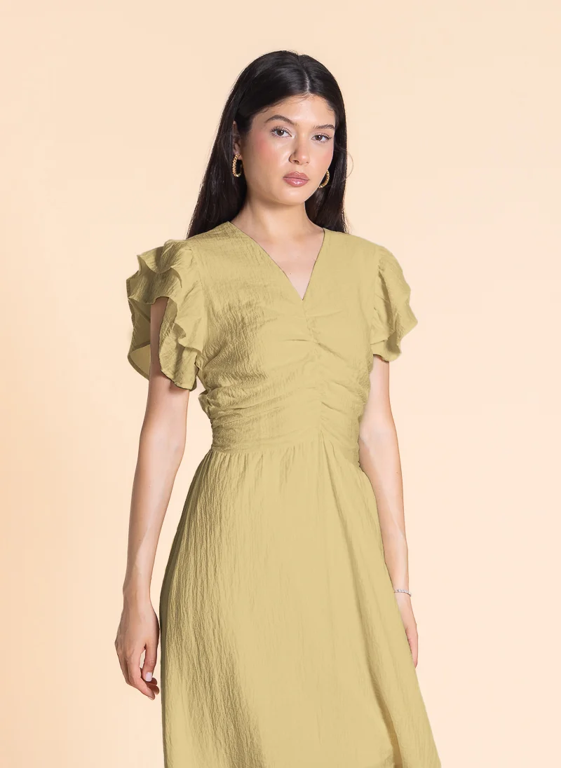 شايبس Ruffled Sleeve Midi Dress