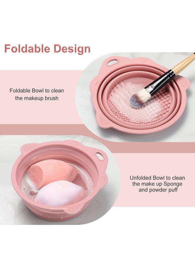 Etercycle Silicone Makeup Brush Cleaner Bowl - Etercycle Portable Cleaning Tool For Brushes, Powder Puffs, And Sponges (Pink) - Image 2