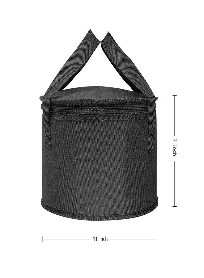 Luna Gift Set of 2 Polyester Fabric Round Thermal Casserole Carrier,Reusable Insulated Lunch Cooler Bag,Pie Carrier for Potluck,Picnics,Collapsible Cooler for Hot/Cold Food,11X7 inch (Black Color) - Image 3