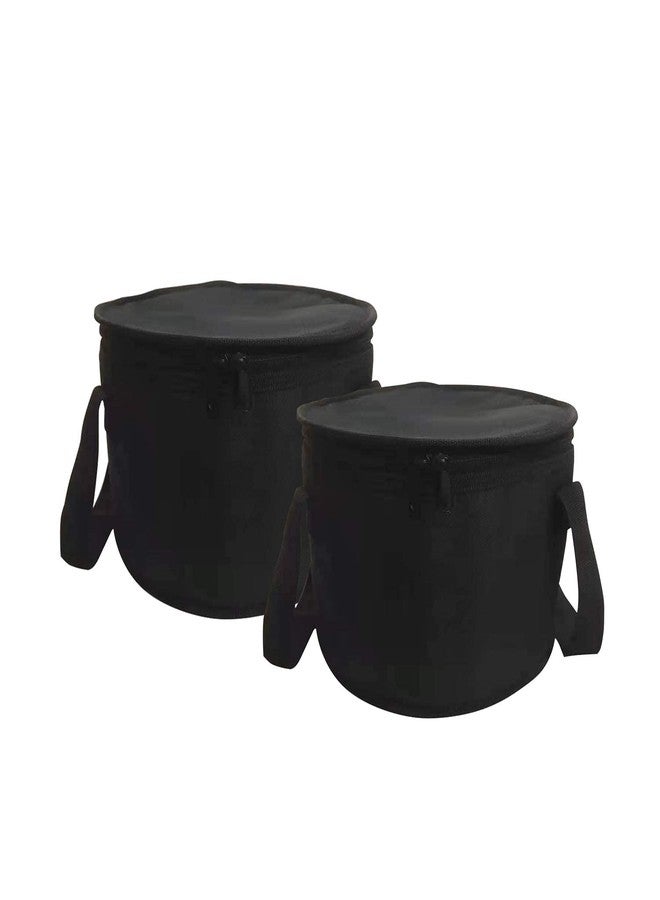 Luna Gift Set of 2 Polyester Fabric Round Thermal Casserole Carrier,Reusable Insulated Lunch Cooler Bag,Pie Carrier for Potluck,Picnics,Collapsible Cooler for Hot/Cold Food,11X7 inch (Black Color) - Image 4