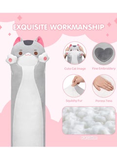 Long Cat Plush Kids Body Pillow, 27 Inch Cute Gray Cat Stuffed Animals Soft Plushies, Kitten Kawaii Plush Throw Pillow Doll Toy Gift for Girlfriend - pzsku/Z2D76A5A4179142B73BB8Z/45/_/1698912480/4d42375e-ee17-418d-9a0f-1a3d6f90cdbe