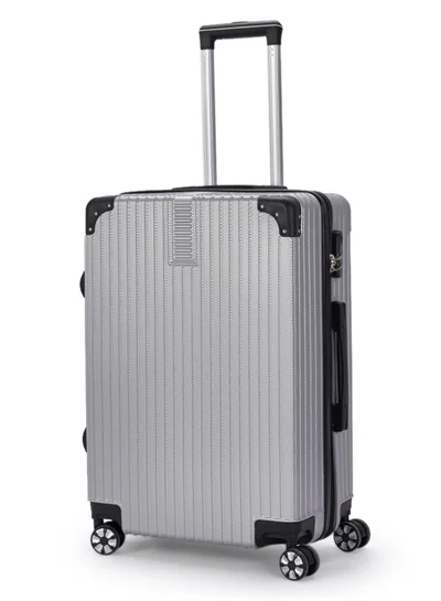 ليمرا حقيبة سفر بعجلات دوارة مقاس  بوصة من  خفيفة الوزن وهيكل صلب بمقبض تلسكوبي فضي