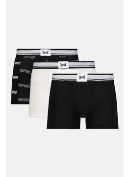 TapouT Men 3 Pieces Brand Logo Boxers Set, Black/White  - Image 1