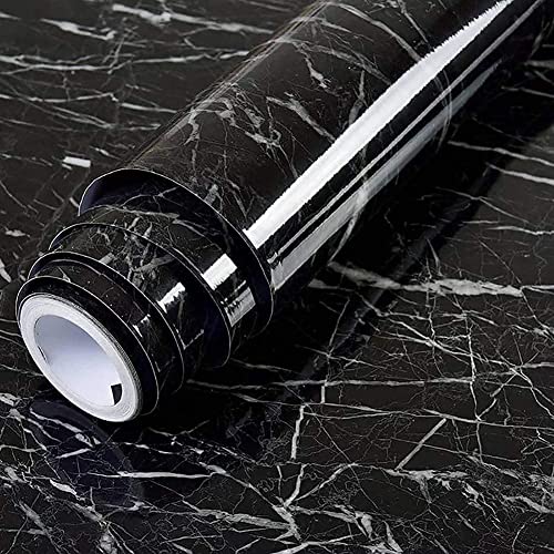 Arto Black Marble Kitchen Oil Proof Aluminium Foil Stickers, Kitchen Backsplash Wallpaper, Self-Adhesive Wall Sticker Waterproof Anti-Mold and Heat Resistant for Walls Drawer (Pack of 1) - Image 2