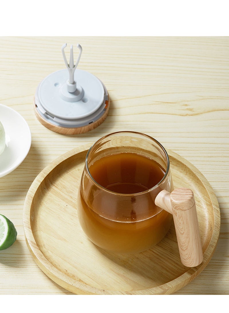 Excefore فنجان تحريك ذاتي، فنجان خلط كهربائي، كوب قهوة زجاجي آلي، فنجان قهوة خلط من زجاج البورسليكات العالي، كوب سفر للتحريك مناسب للقهوة/الحليب/مسحوق البروتين 400 مل - Image 4