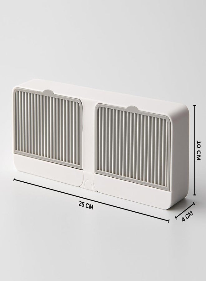 Biltoxi Wall Mounted Soap Box with Lid | Double Layer Soap Holder with Drain Tray | Bathroom Shower Soap Dish Rack for Wash Basin & Kitchen - Image 2