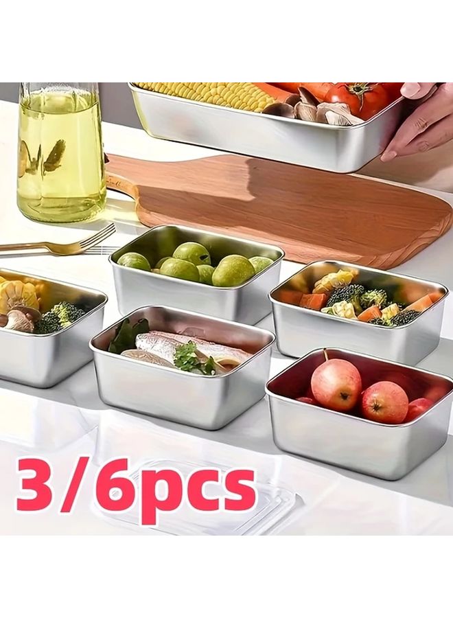 6pcs Stainless Steel Airtight Food Storage Containers Leakproof Freezer Safe Stackable - Image 1