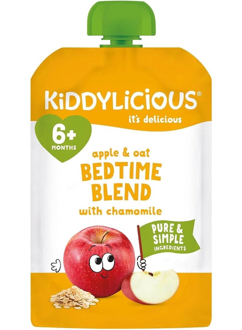 Kiddylicious Bedtime Blend Apple, Oat & Chamomile Pouch 100g - Baby Food 6+ Months | Vegan & Vegetarian | No Added Milk, Egg, Nuts, Peanut, Sesame, Soya or Sugar | Wholegrain Oats