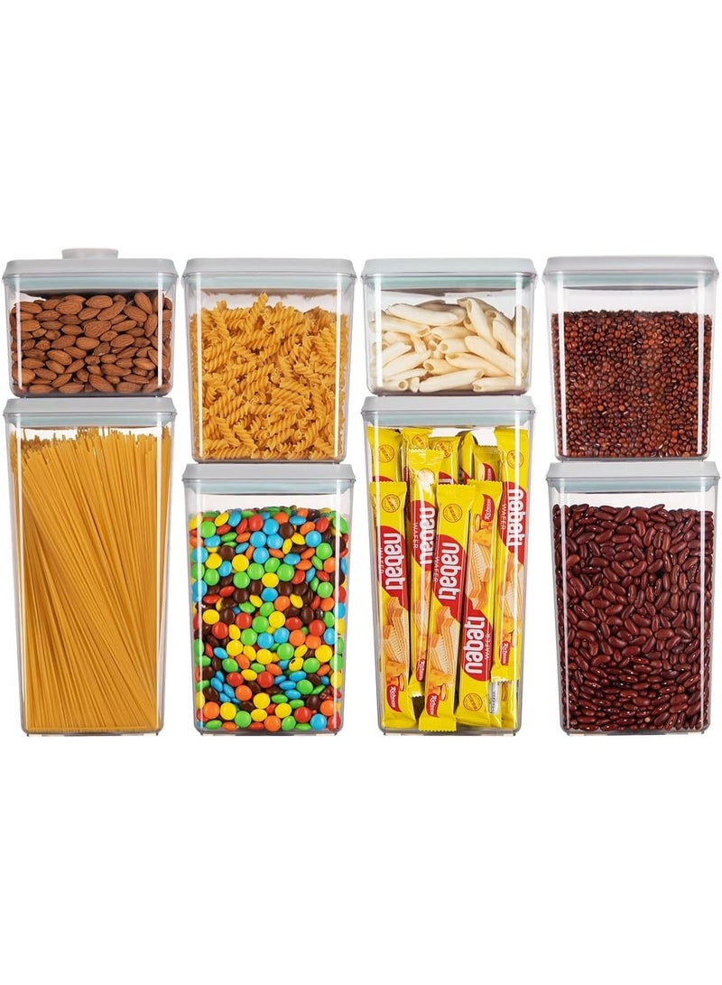 أنكو حاويات تخزين الطعام الفاخرة من Ankou، حاويات محكمة الغلق لتخزين الطعام مع أغطية لتنظيم مخزن المطبخ والحبوب والوجبات الخفيفة والدقيق والسكر والقهوة والمعكرونة، قابلة للتكديس، 8 قطع (1.2، 2.0، 2.7، 3.3 كوارت)*2 - Image 1