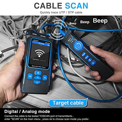 NOYAFA NF-8508 Network Cable Tester with Optical Power Meter, CAT5 CAT6 Cable Toner Ethernet Cable Tester, RJ45 Network Tester, VFL PoE QC Test Wire Tracer Port Flashing 200M Length Test - Image 2