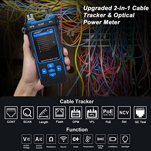 NOYAFA NF-8508 Network Cable Tester with Optical Power Meter, CAT5 CAT6 Cable Toner Ethernet Cable Tester, RJ45 Network Tester, VFL PoE QC Test Wire Tracer Port Flashing 200M Length Test - Image 3