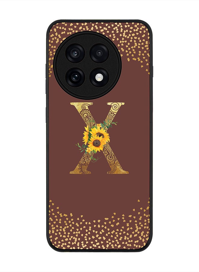 Stylizedd For OnePlus 13R / Ace 5 Pro Case,Slim fit Camera Protection, Shockproof Thin Phone cover  - Custom Floral Monogram - X  (Brown )