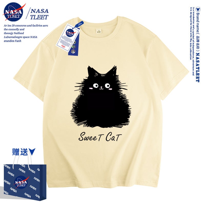 Nasa Co-Name Fashionable Cute Short-Sleeved New Men'S And Women'S Children'S Wear Cotton T-Shirt Summer Lazy Style Top Cartoon - Image 1