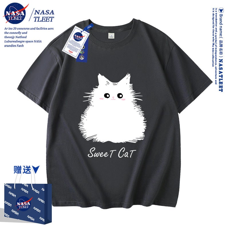 Nasa Co-Name Fashionable Cute Short-Sleeved New Men'S And Women'S Children'S Wear Cotton T-Shirt Summer Lazy Style Top Cartoon - Image 4
