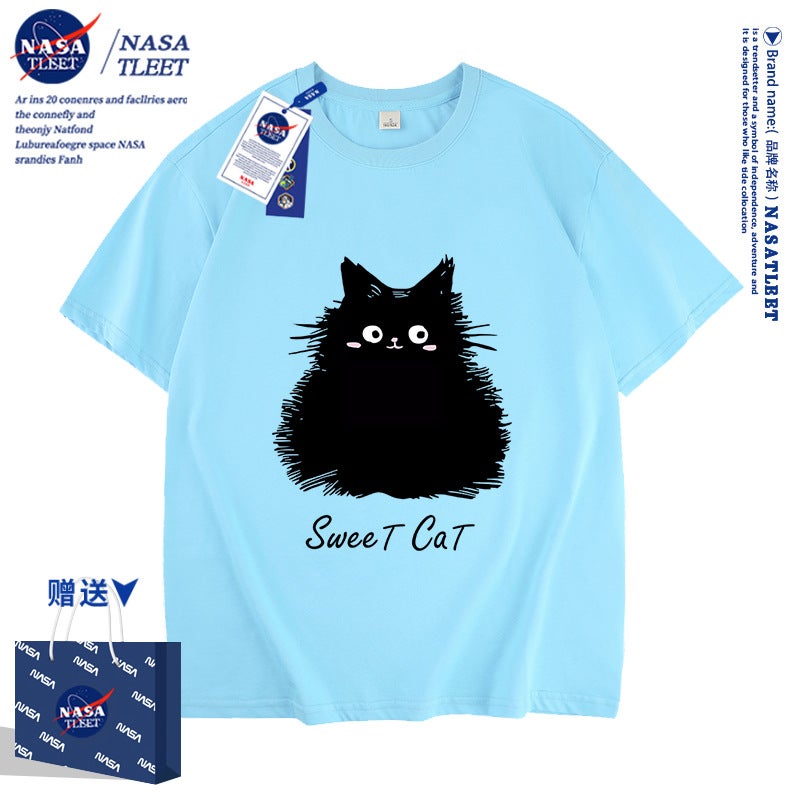 Nasa Co-Name Fashionable Cute Short-Sleeved New Men'S And Women'S Children'S Wear Cotton T-Shirt Summer Lazy Style Top Cartoon - Image 3