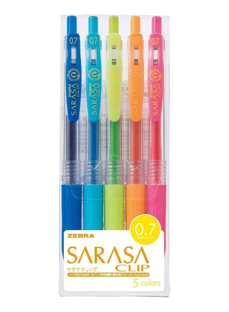 Zebra Technologies Zebra Sarasa Clip 0.7mm Gel Ink Rollerball Pens, 5 Color Set - Image 1