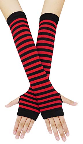 Bienvenu Colorful Rainbow Stripe Leggings Long Knit Gloves Socks Set Party Costume Accessory,Red - Image 2