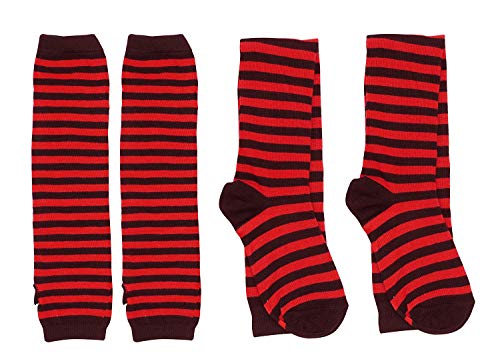Bienvenu Colorful Rainbow Stripe Leggings Long Knit Gloves Socks Set Party Costume Accessory,Red - Image 4