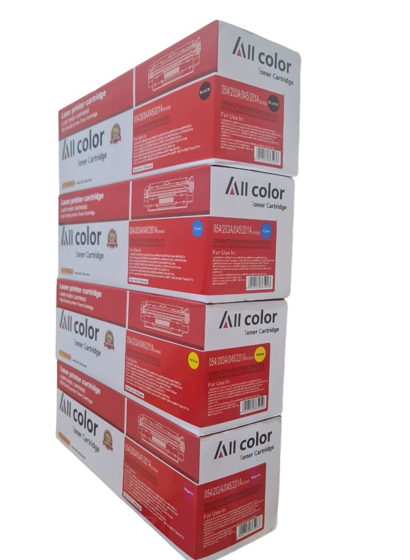اول كلور خرطوشة حبر ملونة متوافقة مع جميع الألوان CRG-045 crg045 لطابعة CANON 045 imageless MF635Cx MF633Cdw MF631Cn LBP613Cdw LBP611Cn. مجموعة من 4 ألوان أسود سماوي أصفر أرجواني. - Image 1